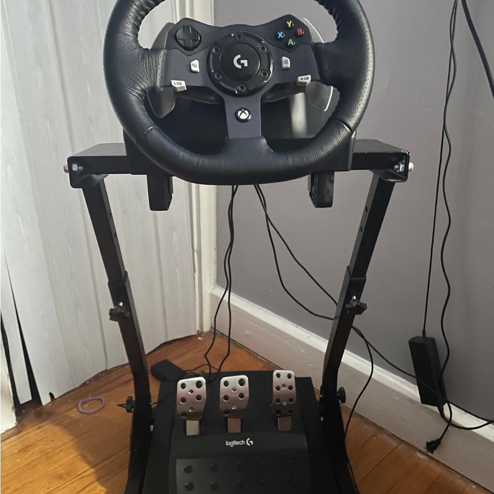 Logitech Black and Silver Gaming Wheel with Pedals